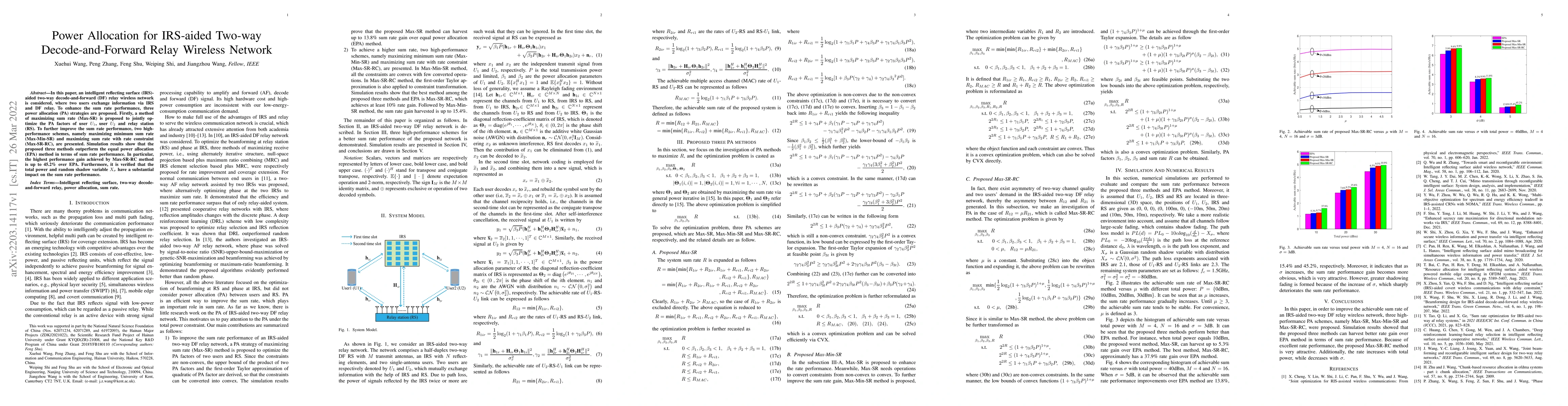 Thumbnail for Power Allocation for IRS-aided Two-way Decode-and-Forward Relay Wireless
  Network