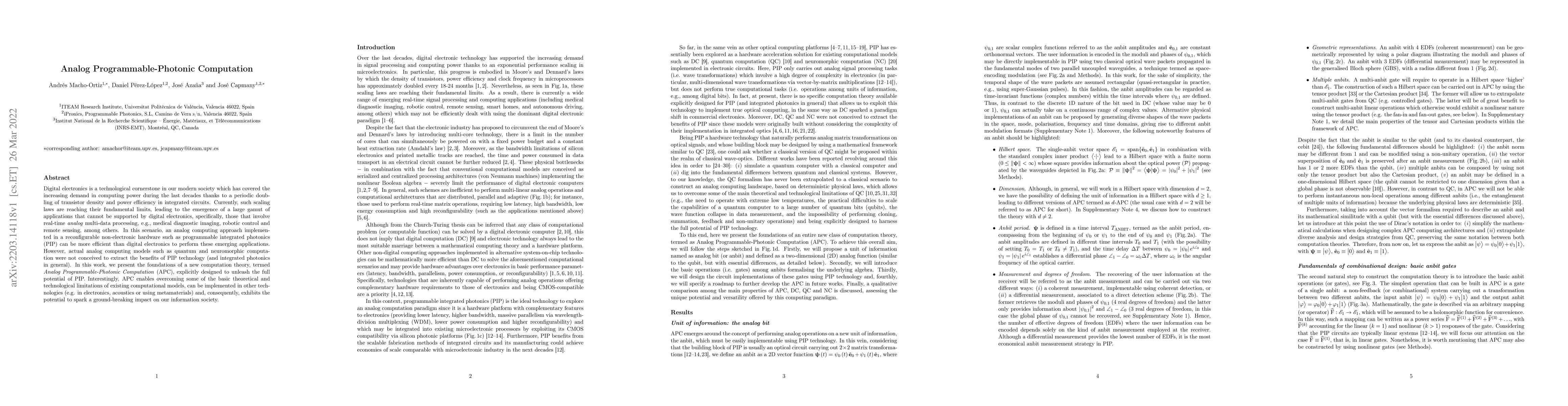 Thumbnail for Analog Programmable-Photonic Computation