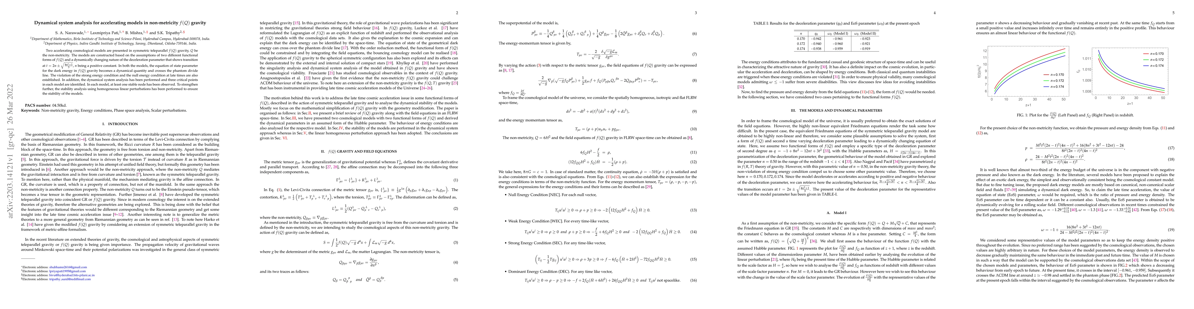 Thumbnail for Dynamical system analysis for accelerating models in non-metricity
  $f(Q)$ gravity