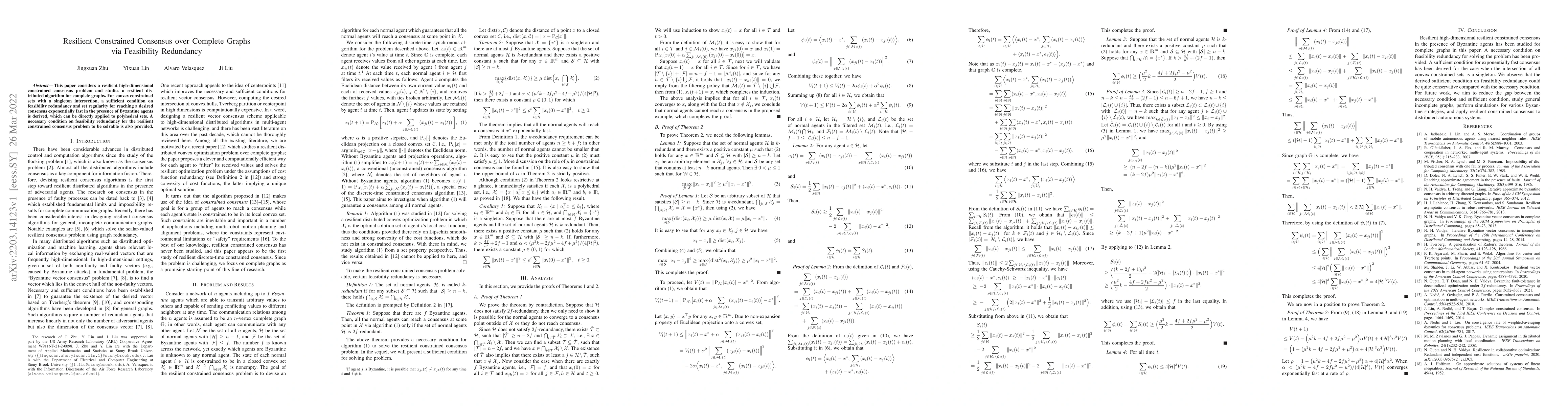 Thumbnail for Resilient Constrained Consensus over Complete Graphs via Feasibility
  Redundancy