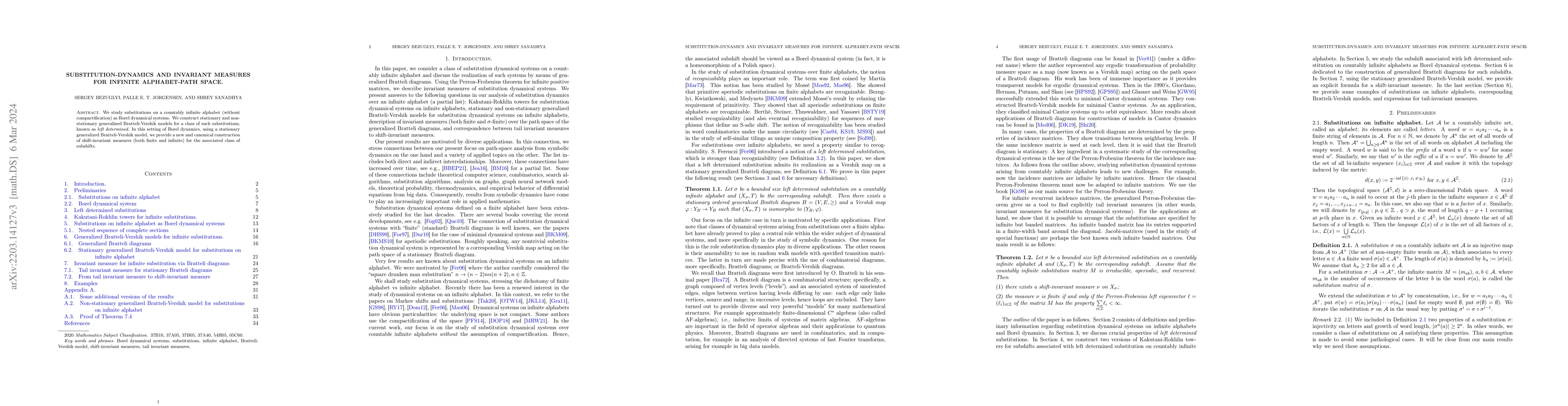 Thumbnail for Substitution-dynamics and invariant measures for infinite alphabet-path
  space
