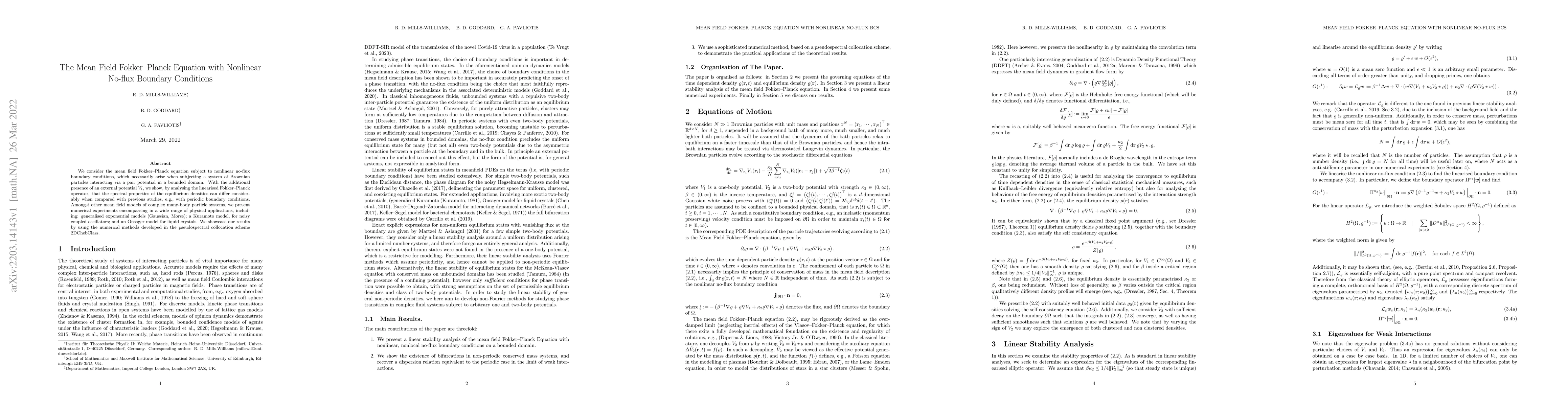 Thumbnail for The Mean Field Fokker-Planck Equation with Nonlinear No-flux Boundary
  Conditions