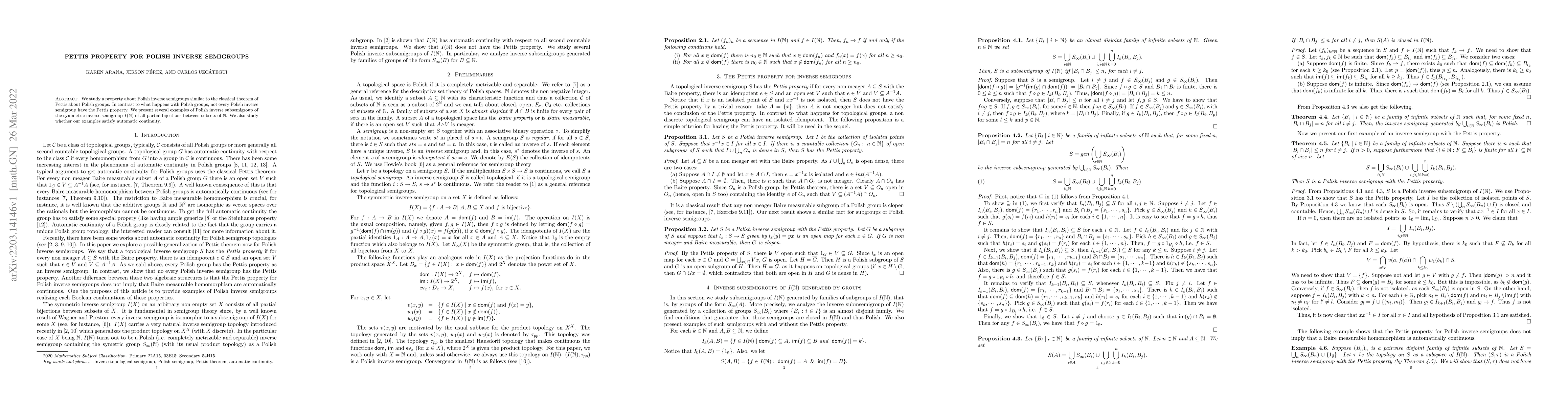 Thumbnail for Pettis property for Polish inverse semigroups
