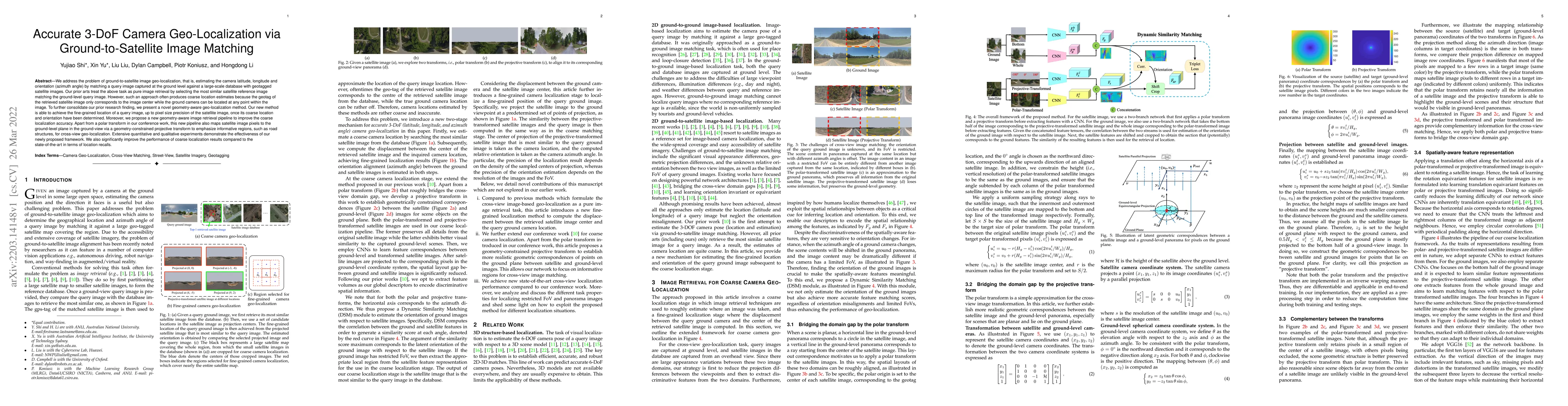 Thumbnail for Accurate 3-DoF Camera Geo-Localization via Ground-to-Satellite Image
  Matching