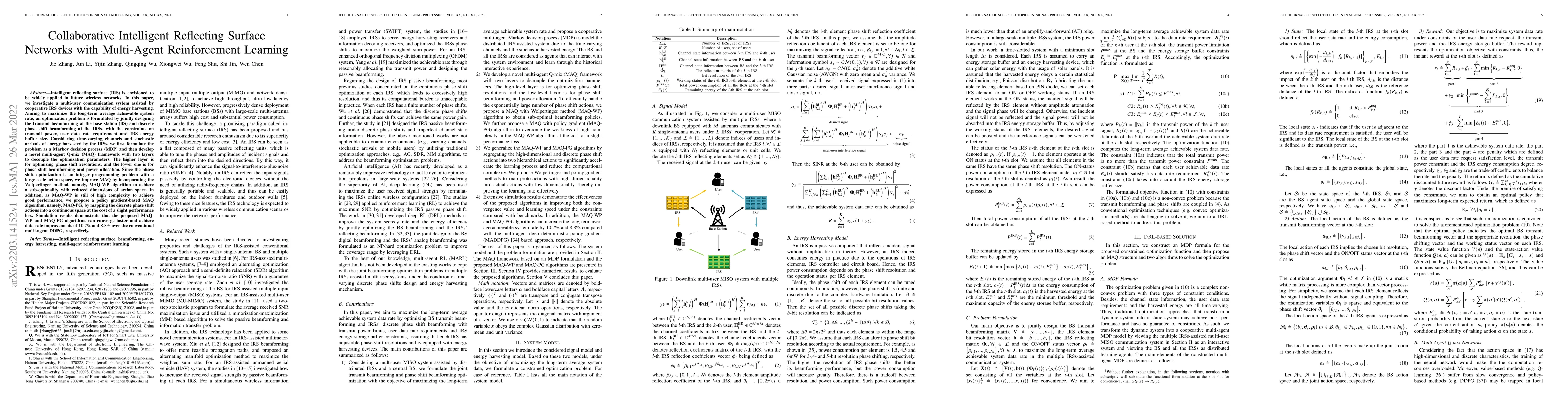 Thumbnail for Collaborative Intelligent Reflecting Surface Networks with Multi-Agent
  Reinforcement Learning