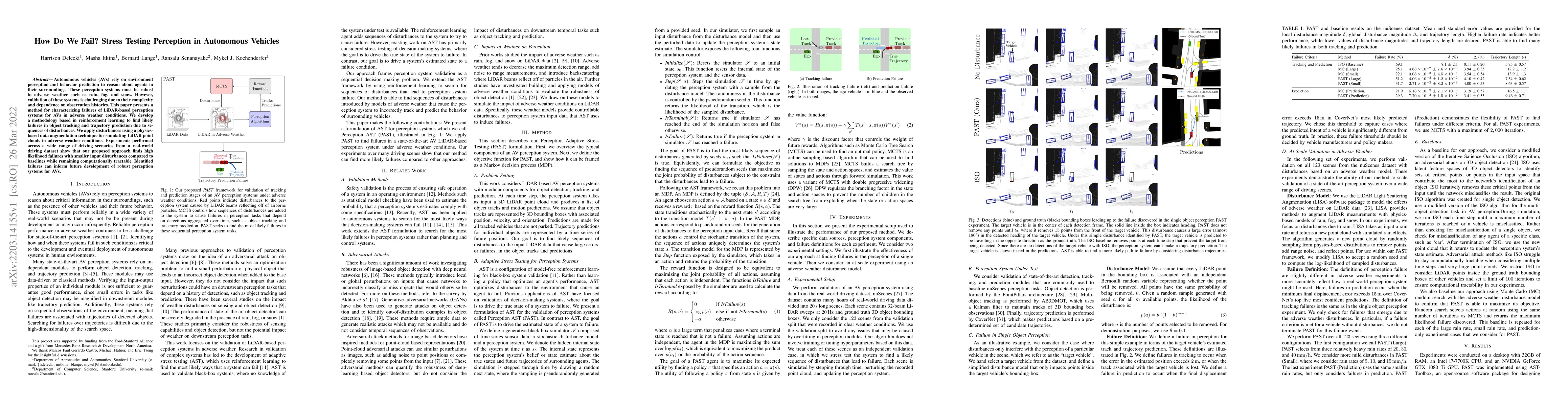 Thumbnail for How Do We Fail? Stress Testing Perception in Autonomous Vehicles