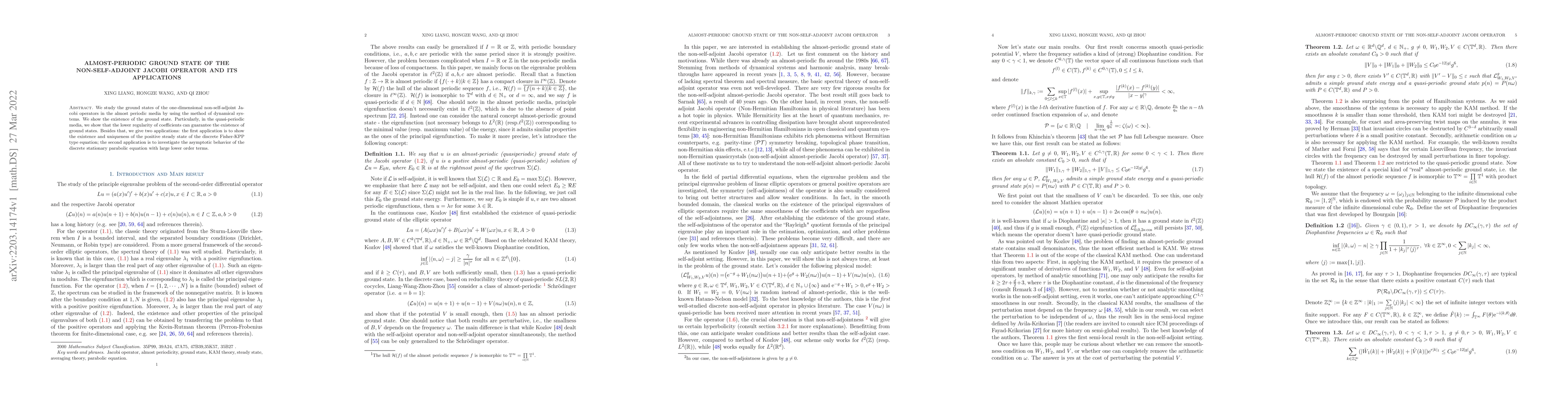 Thumbnail for Almost-periodic ground state of the non-self-adjoint Jacobi operator and
  its applications