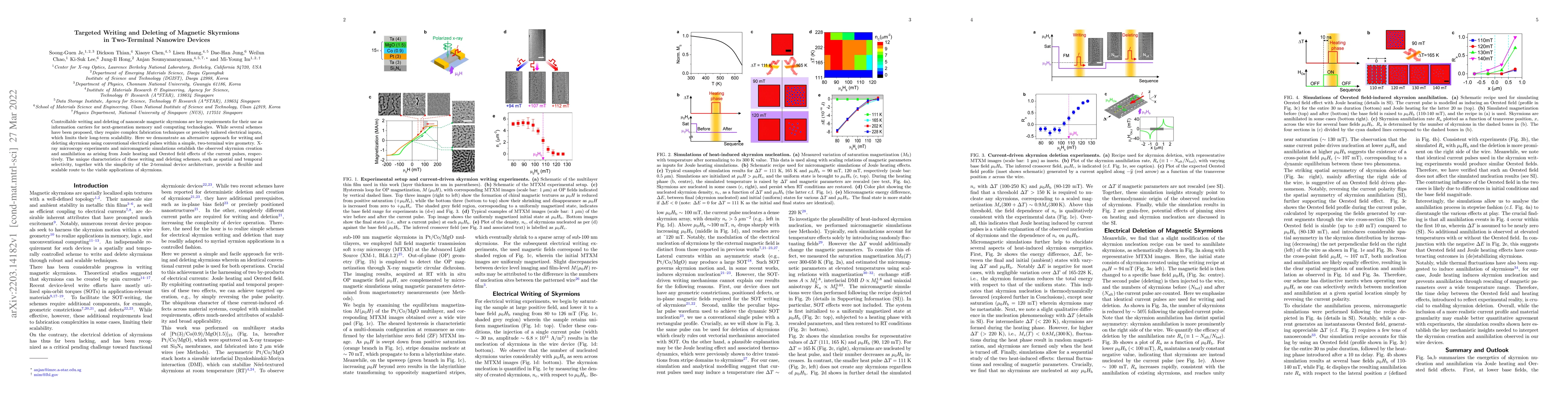 Thumbnail for Targeted Writing and Deleting of Magnetic Skyrmions in Two-Terminal
  Nanowire Devices