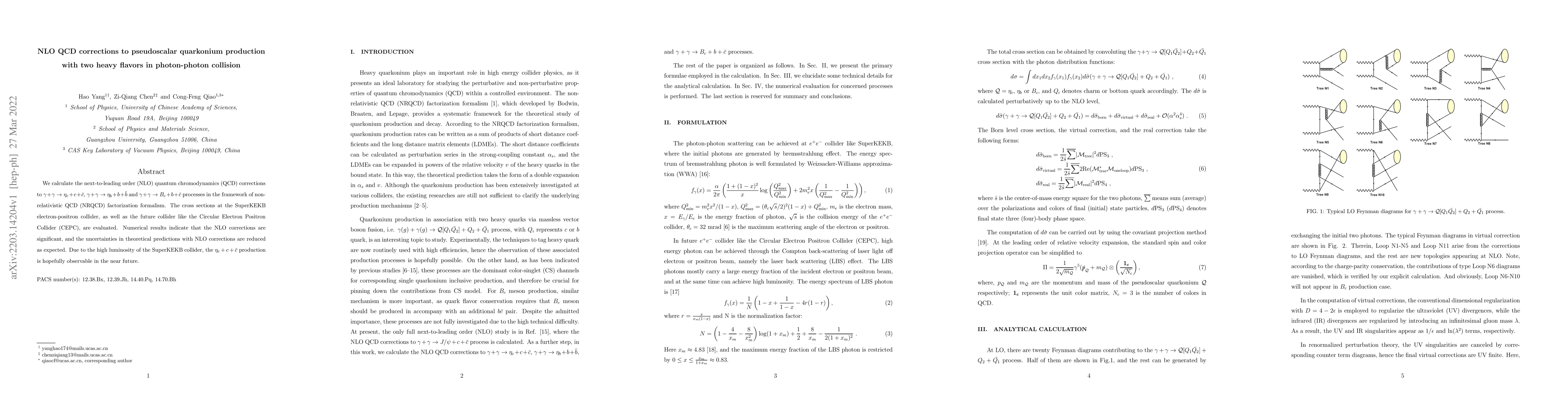 Thumbnail for NLO QCD corrections to pseudoscalar quarkonium production with two heavy
  flavors in photon-photon collision