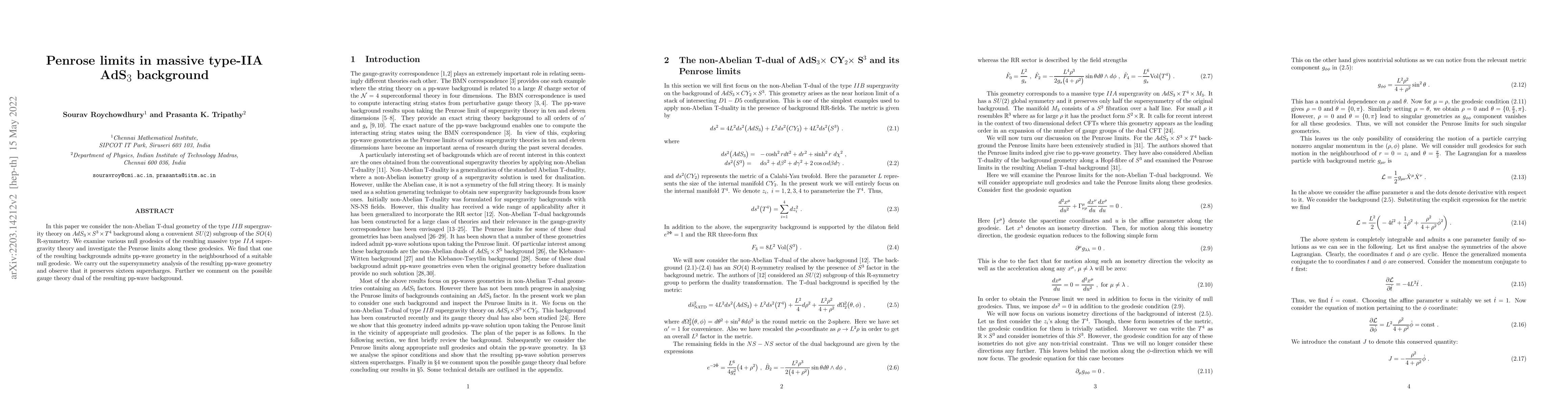 Thumbnail for Penrose limits in massive type-IIA AdS$_3$ background