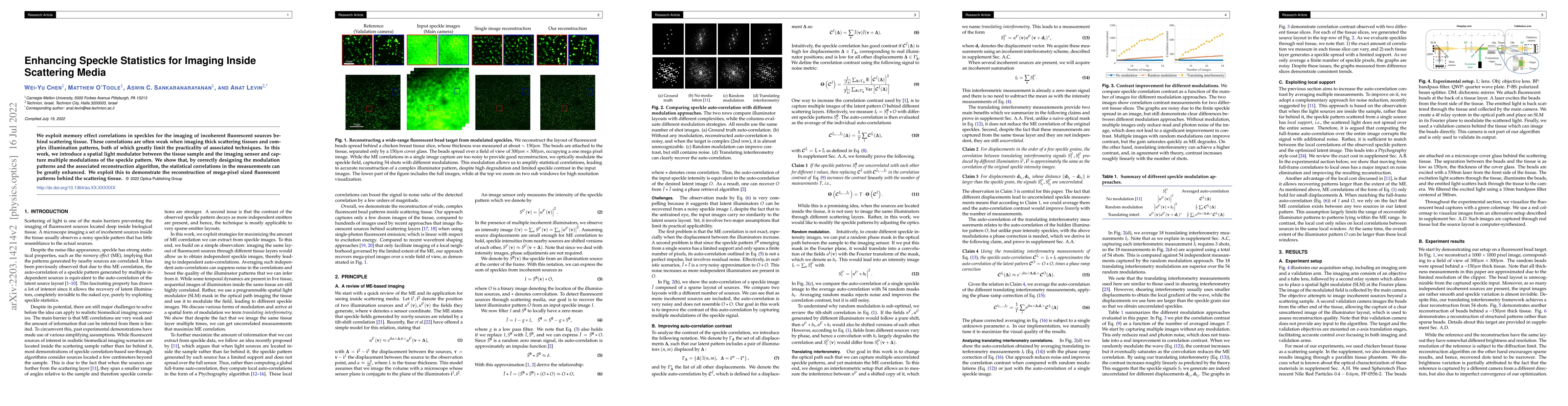 Thumbnail for Enhancing Speckle Statistics for Imaging inside Scattering Media