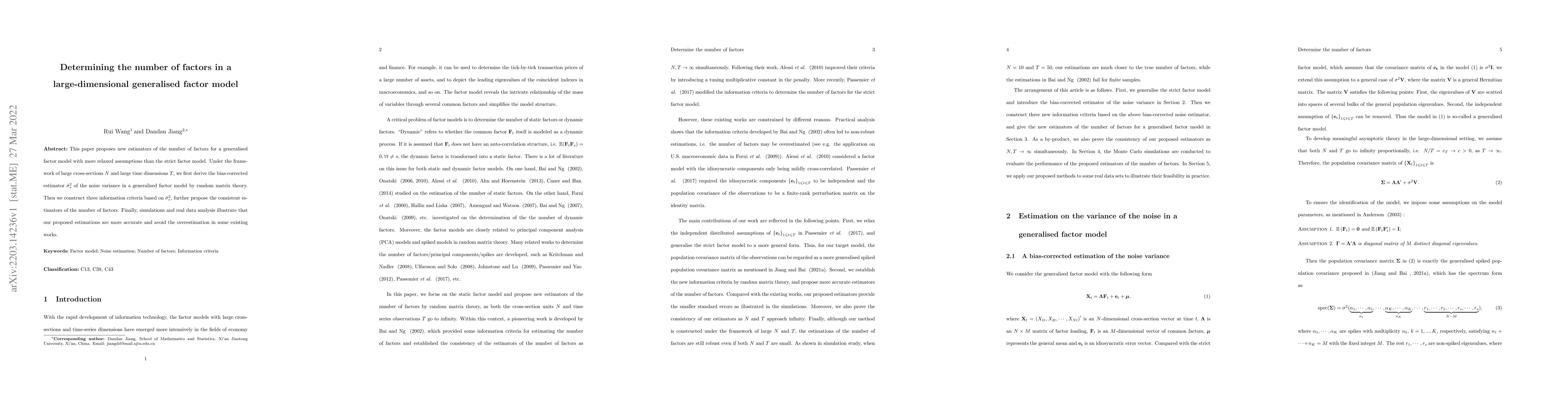 Thumbnail for Determining the number of factors in a large-dimensional generalised
  factor model