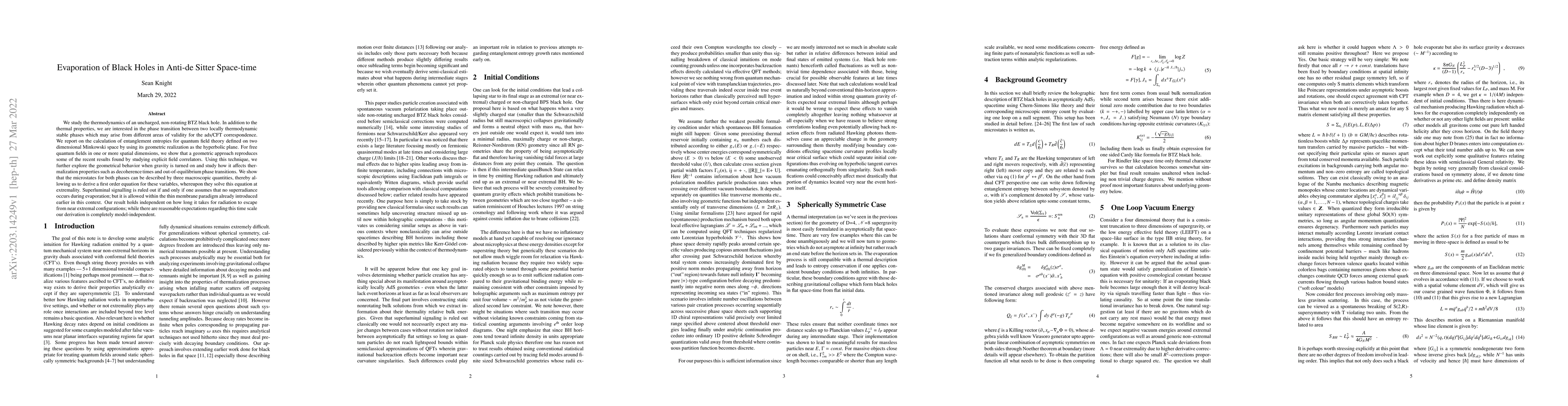 Thumbnail for Evaporation of Black Holes in Anti-de Sitter Space-time