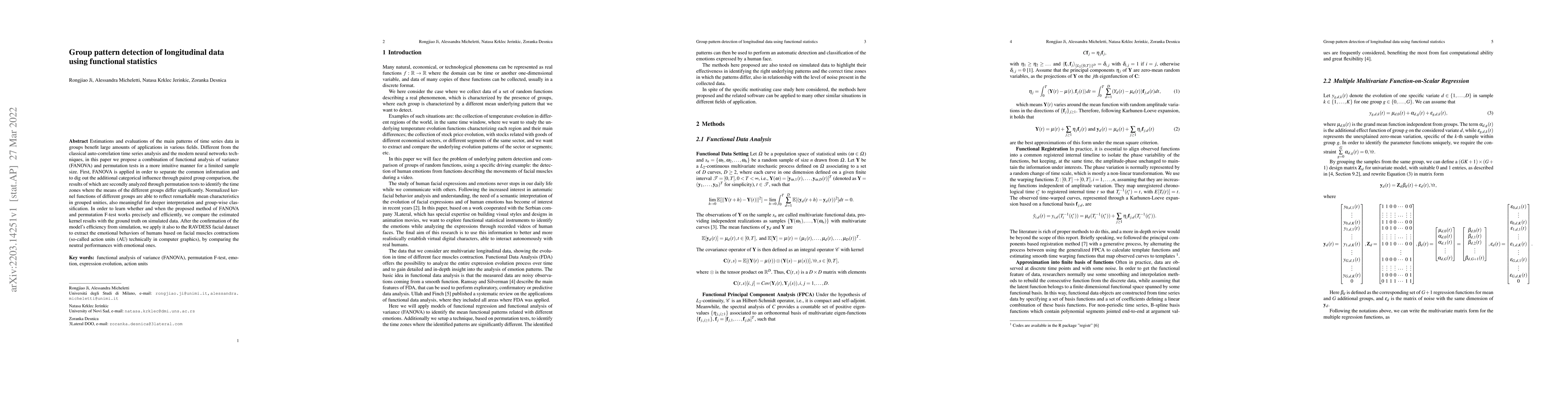 Thumbnail for Group pattern detection of longitudinal data using functional statistics