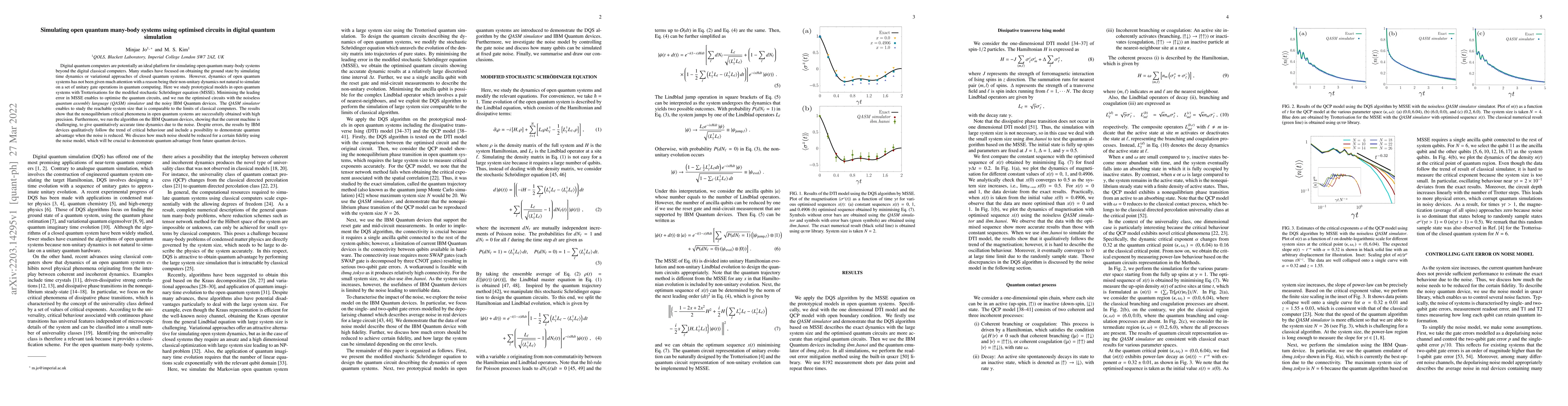 Thumbnail for Simulating open quantum many-body systems using optimised circuits in
  digital quantum simulation