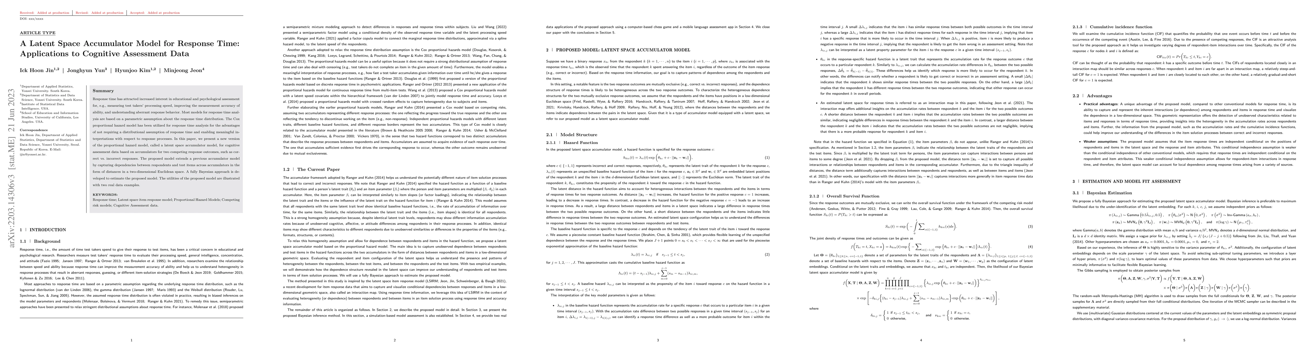Thumbnail for A Latent Space Accumulator Model for Response Time: Applications to
  Cognitive Assessment Data
