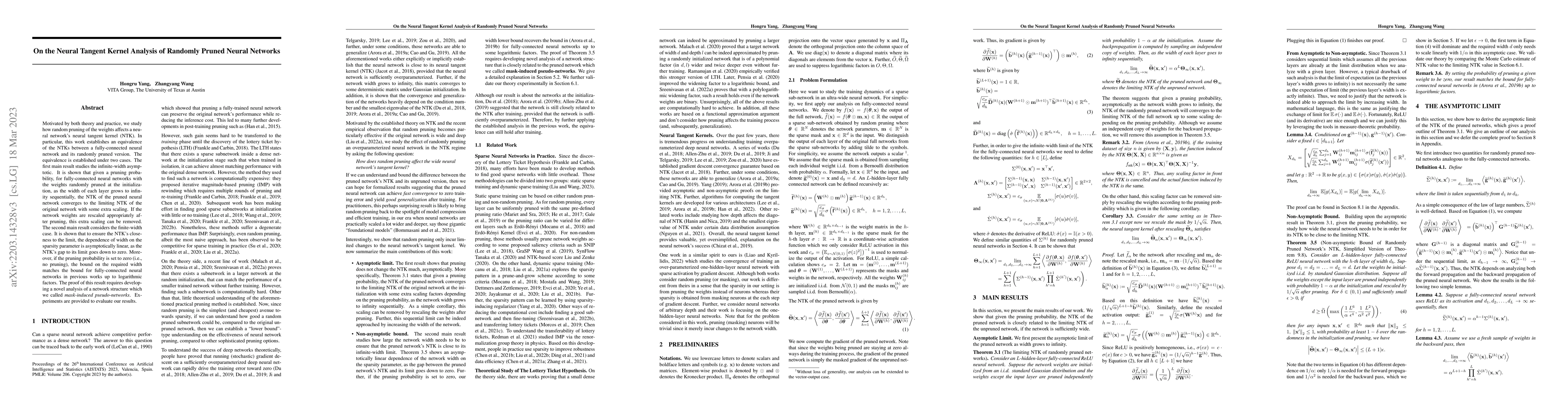 Thumbnail for On the Neural Tangent Kernel Analysis of Randomly Pruned Neural Networks