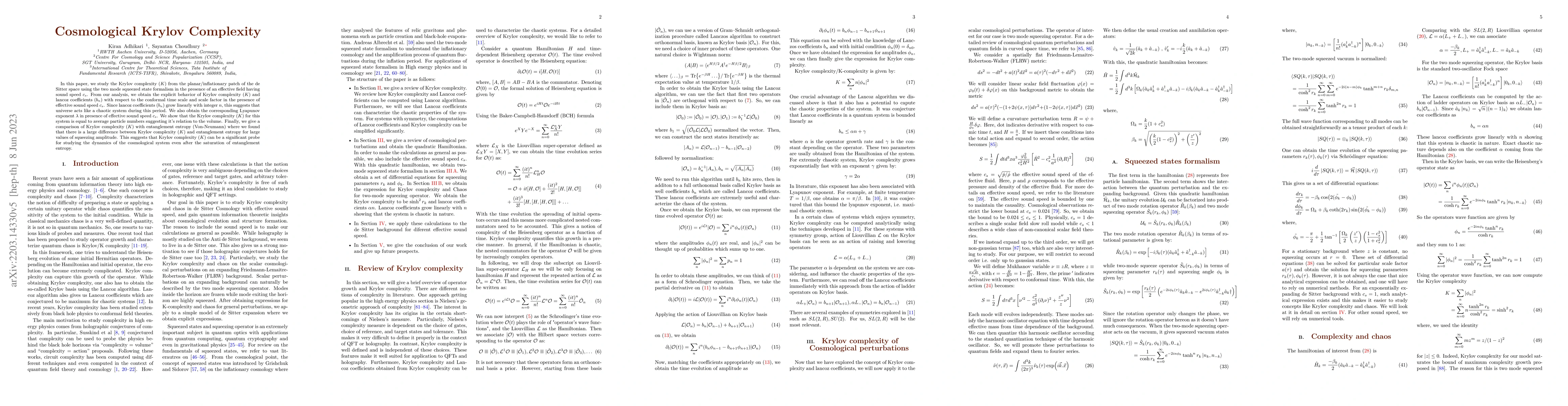 Thumbnail for Cosmological Krylov Complexity