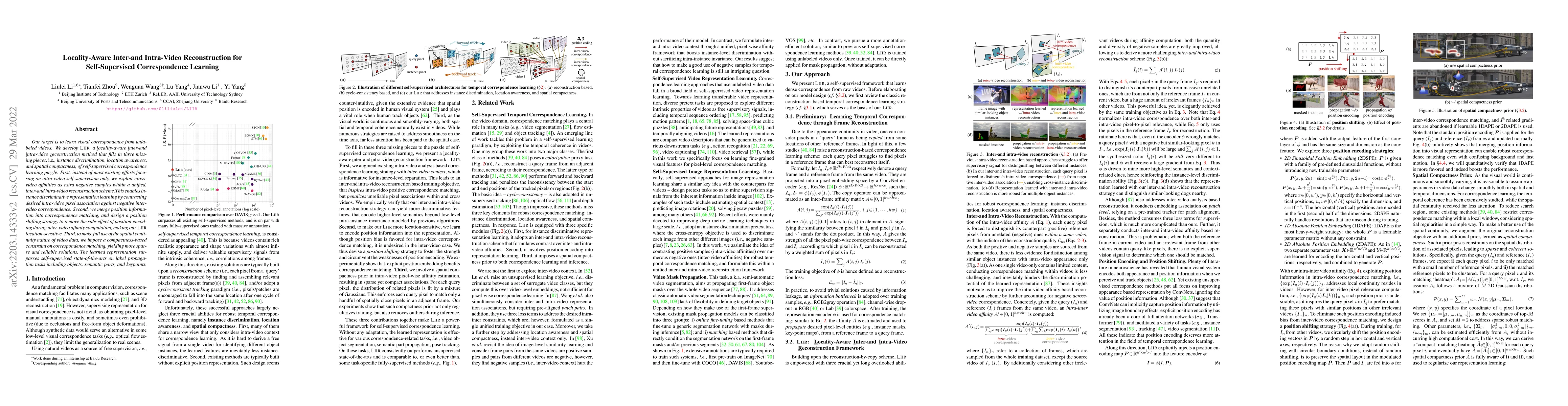 Thumbnail for Locality-Aware Inter-and Intra-Video Reconstruction for Self-Supervised
  Correspondence Learning