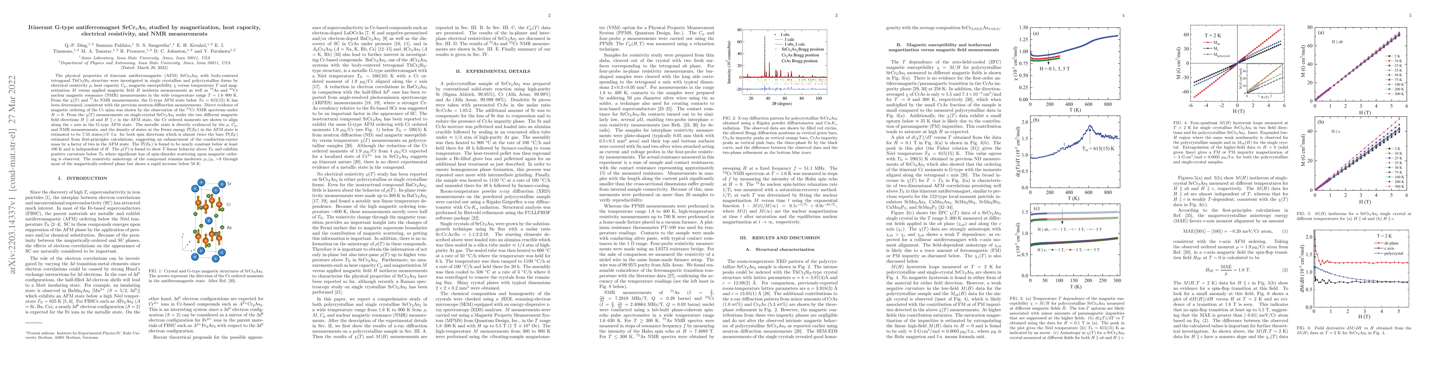 Thumbnail for Itinerant G-type antiferromagnet SrCr2As2 studied by magnetization, heat
  capacity, electrical resistivity, and NMR measurements