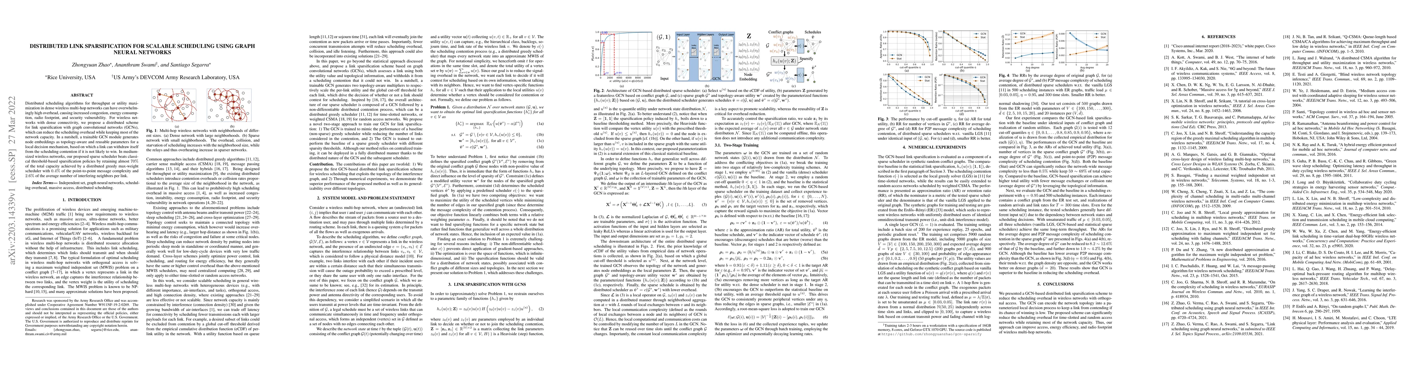 Thumbnail for Distributed Link Sparsification for Scalable Scheduling Using Graph
  Neural Networks