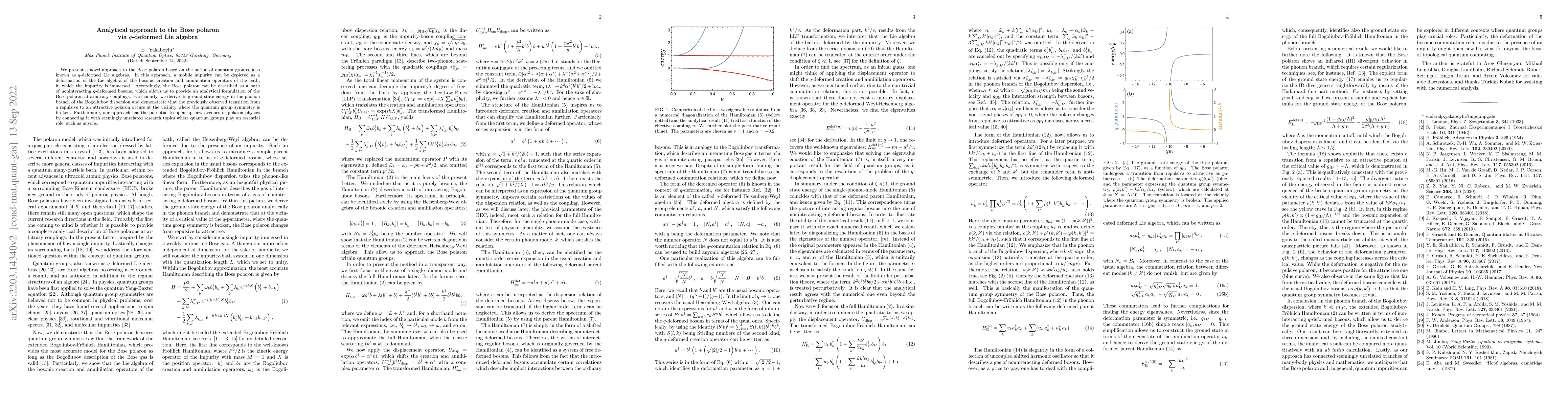 Thumbnail for Analytical approach to the Bose polaron \\ via $q$-deformed Lie algebra