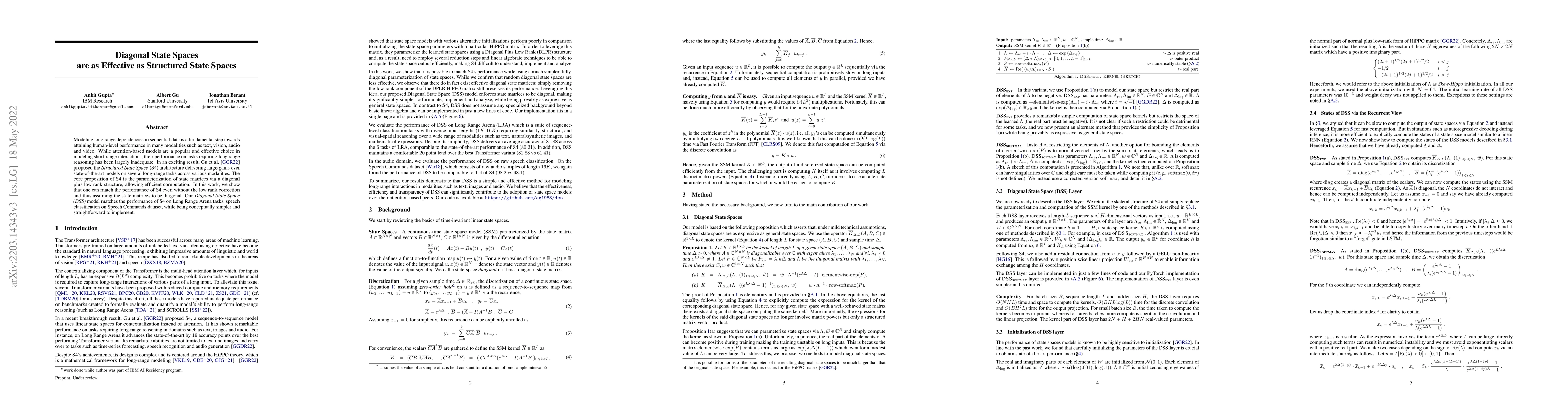 Thumbnail for Diagonal State Spaces are as Effective as Structured State Spaces