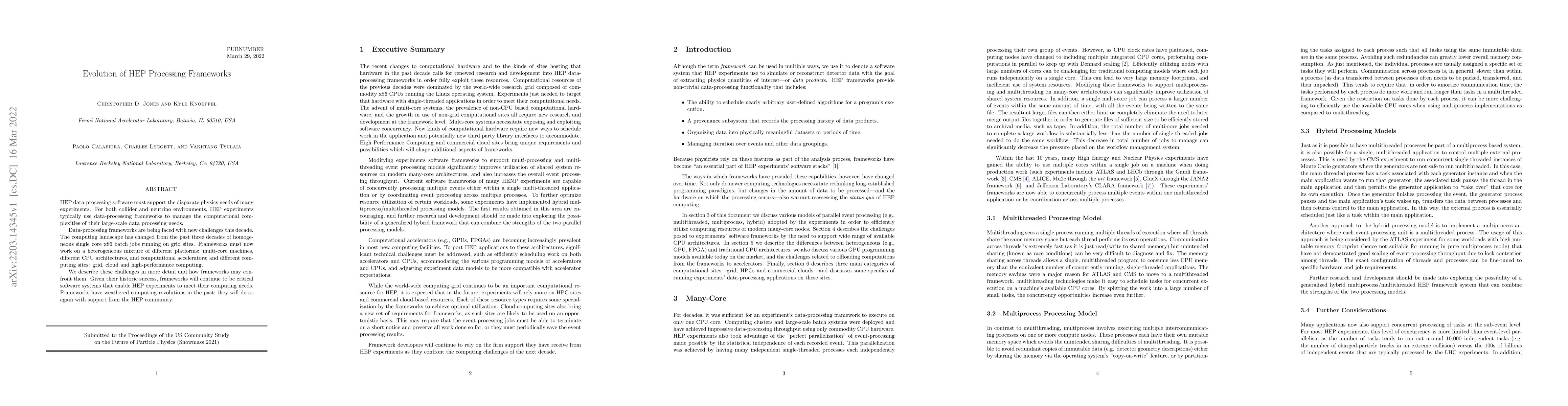 Thumbnail for Evolution of HEP Processing Frameworks