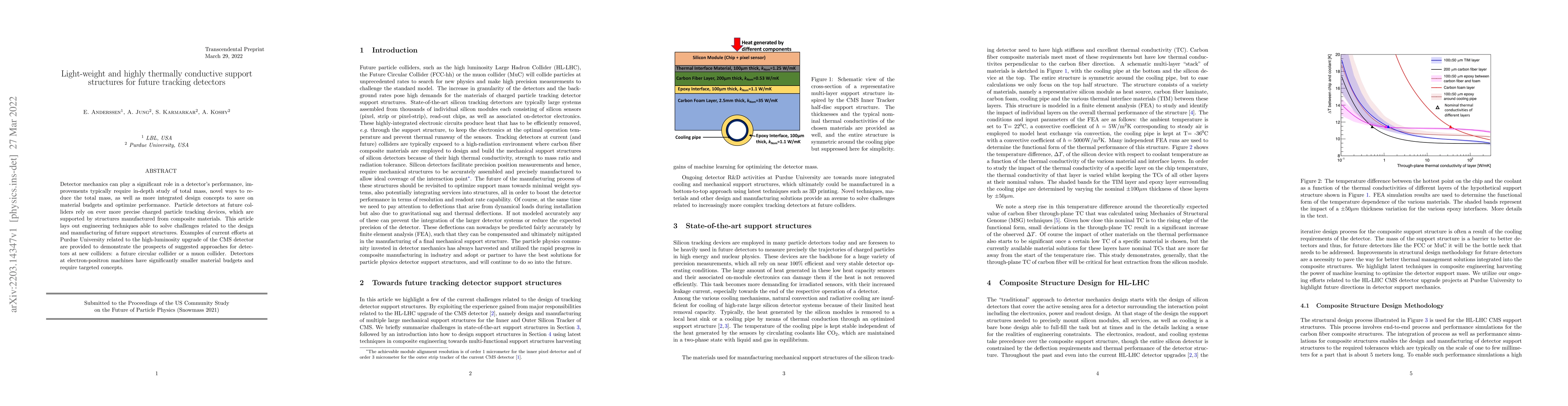 Thumbnail for Light-weight and highly thermally conductive support structures for
  future tracking detectors