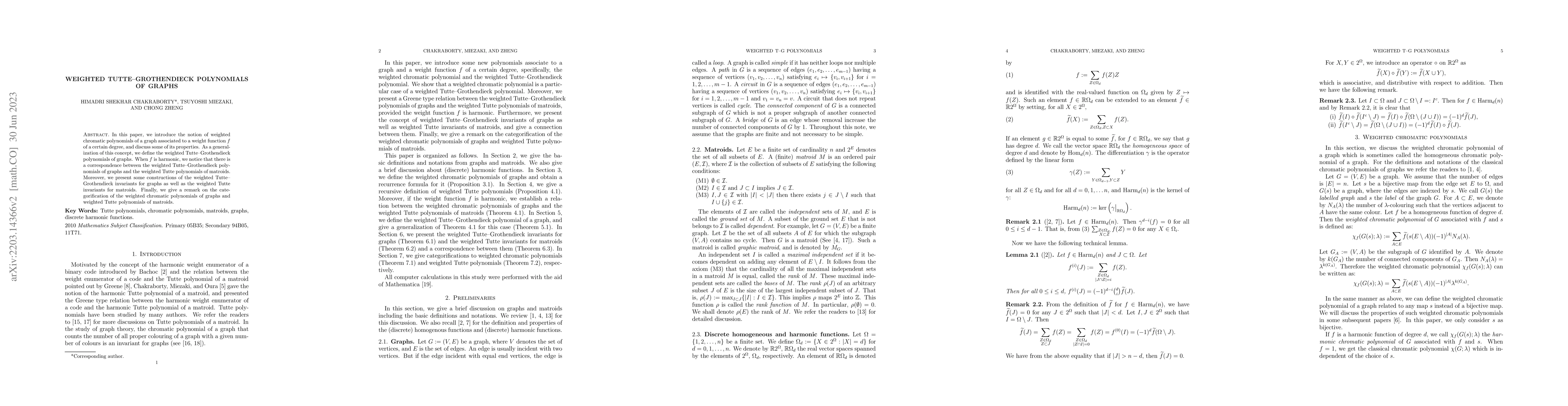 Thumbnail for Weighted Tutte-Grothendieck polynomials of graphs
