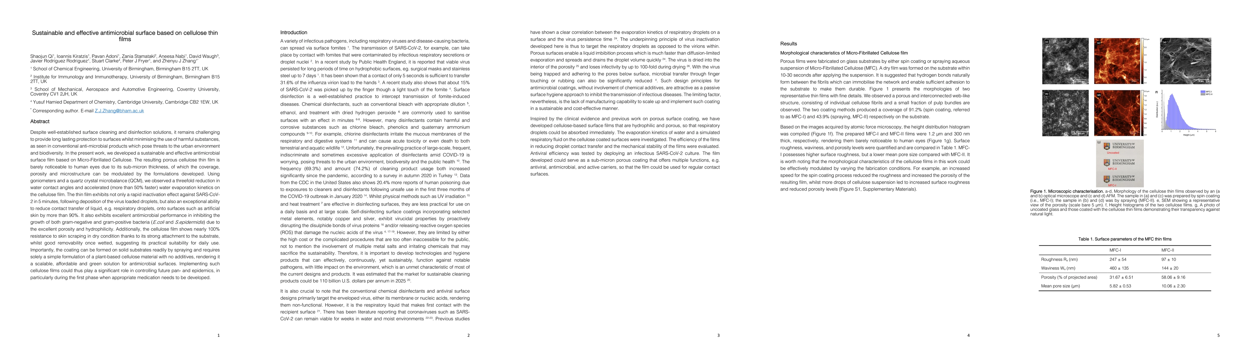 Thumbnail for Sustainable and effective antimicrobial surface based on cellulose thin
  films