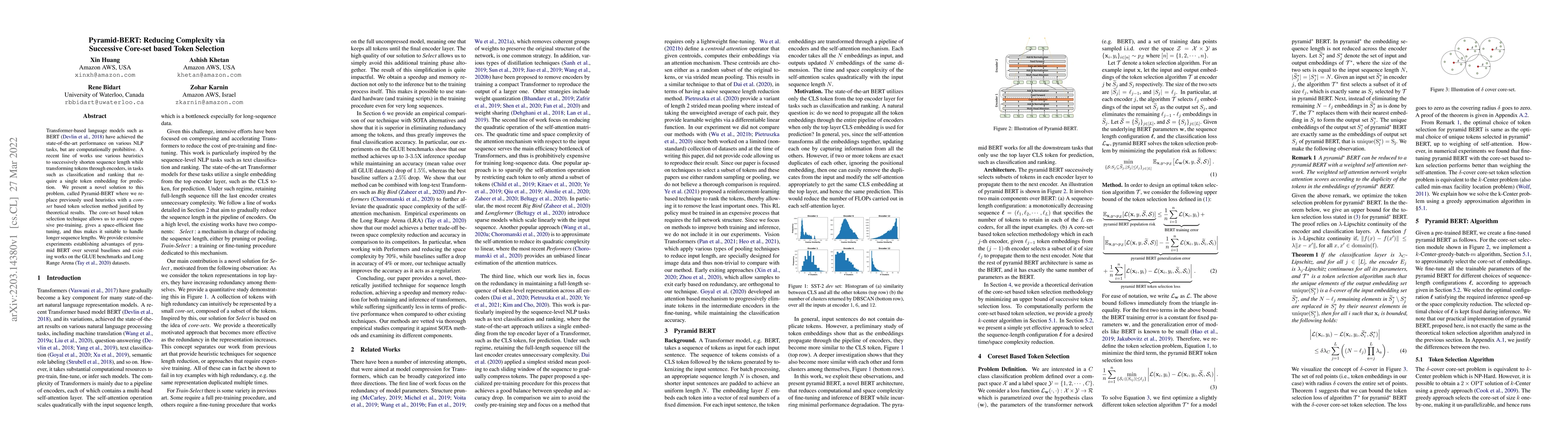 Thumbnail for Pyramid-BERT: Reducing Complexity via Successive Core-set based Token
  Selection