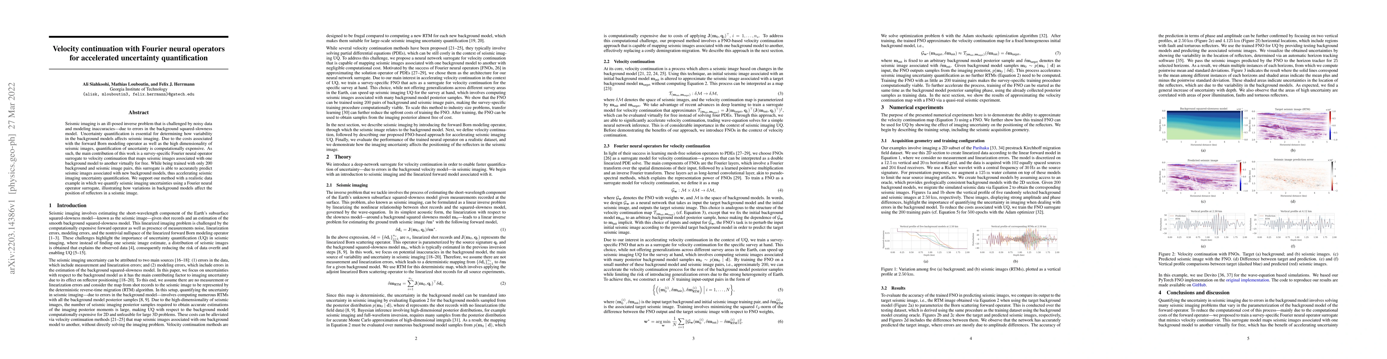 Thumbnail for Velocity continuation with Fourier neural operators for accelerated
  uncertainty quantification