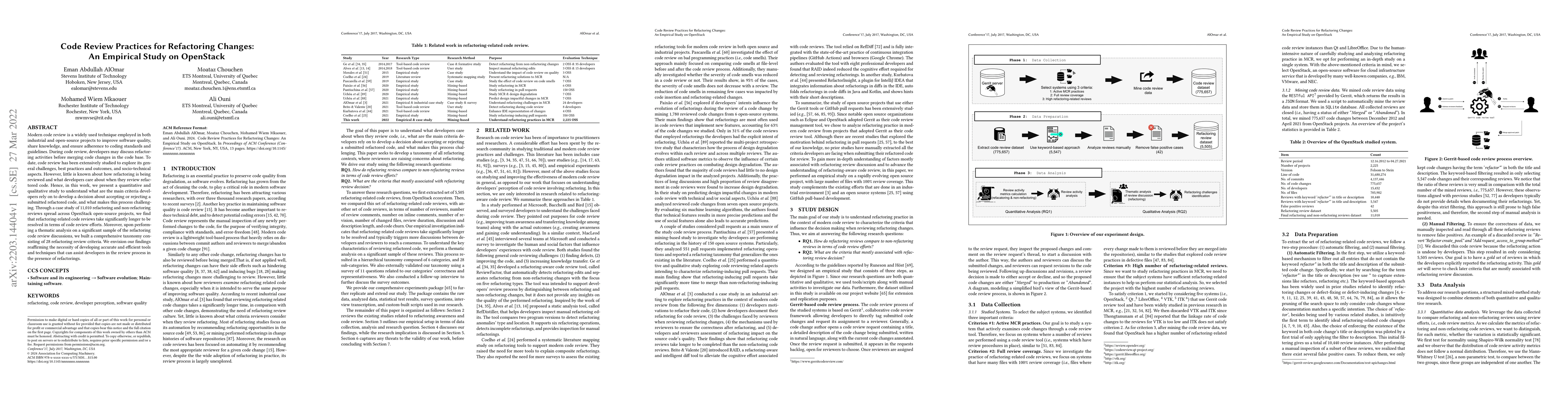 Thumbnail for Code Review Practices for Refactoring Changes: An Empirical Study on
  OpenStack