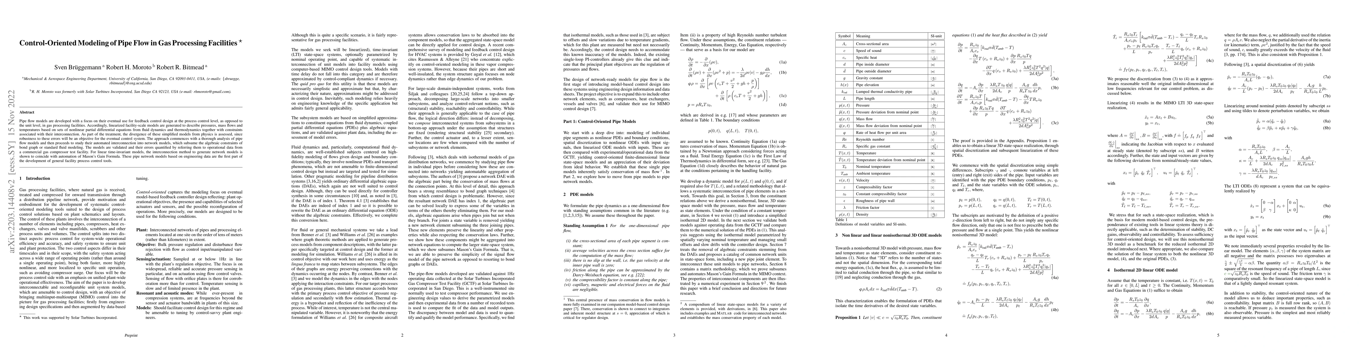 Thumbnail for Control-Oriented Modeling of Pipe Flow in Gas Processing Facilities