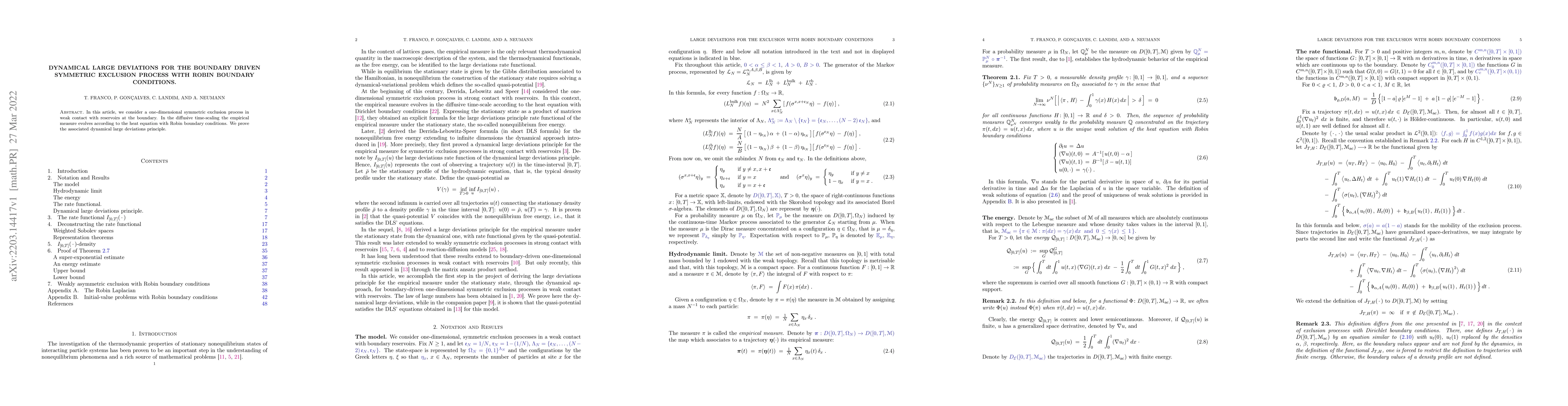 Thumbnail for Dynamical large deviations for the boundary driven symmetric exclusion
  process with Robin boundary conditions