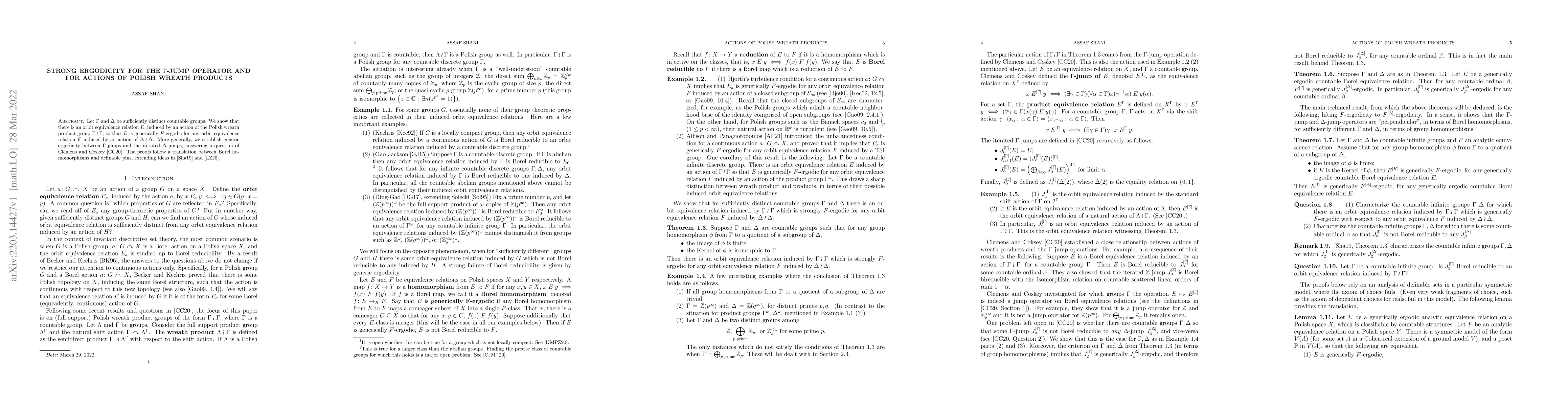 Thumbnail for Strong ergodicity for the Gamma-jump operator and for actions of Polish
  wreath products