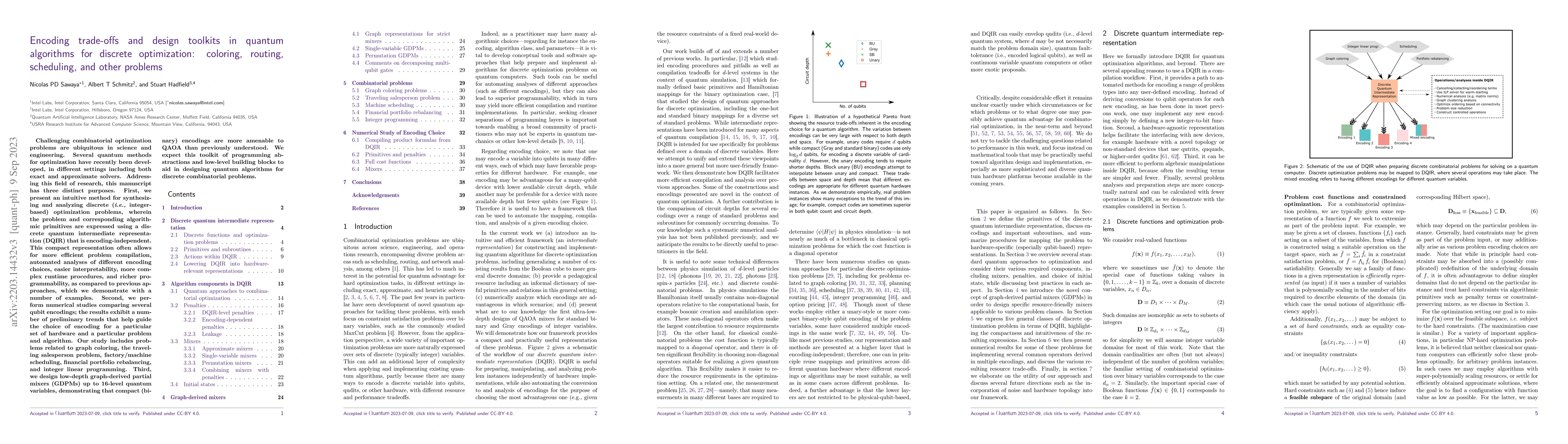 Thumbnail for Encoding trade-offs and design toolkits in quantum algorithms for
  discrete optimization: coloring, routing, scheduling, and other problems