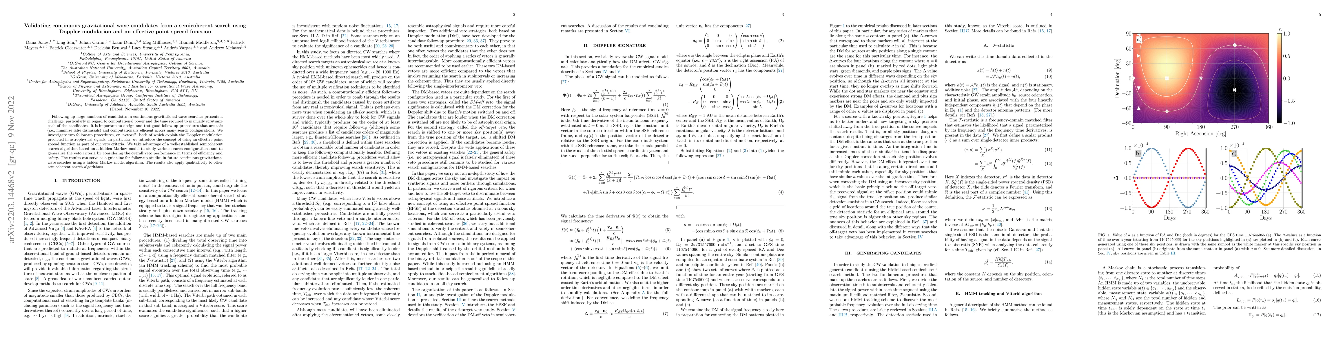 Thumbnail for Validating continuous gravitational-wave candidates from a semicoherent
  search using Doppler modulation and an effective point spread function