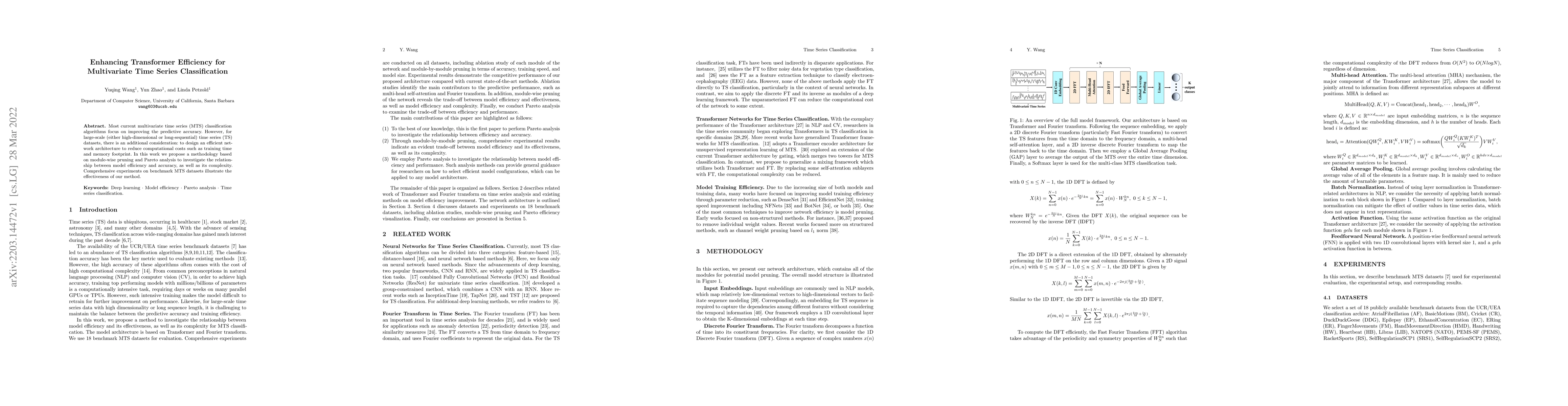 Thumbnail for Enhancing Transformer Efficiency for Multivariate Time Series
  Classification