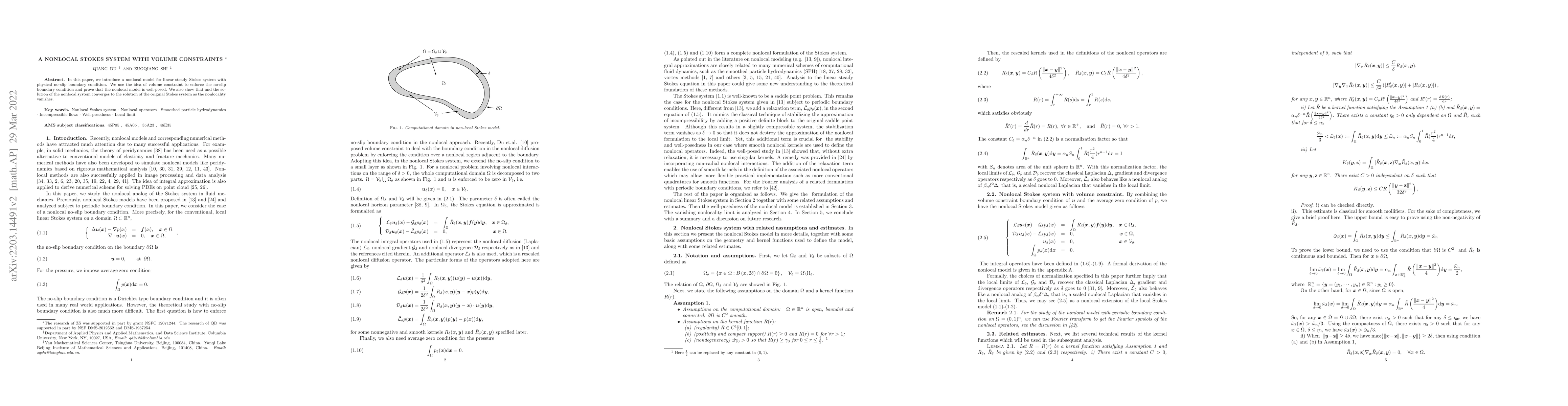Thumbnail for A nonlocal Stokes system with volume constraints