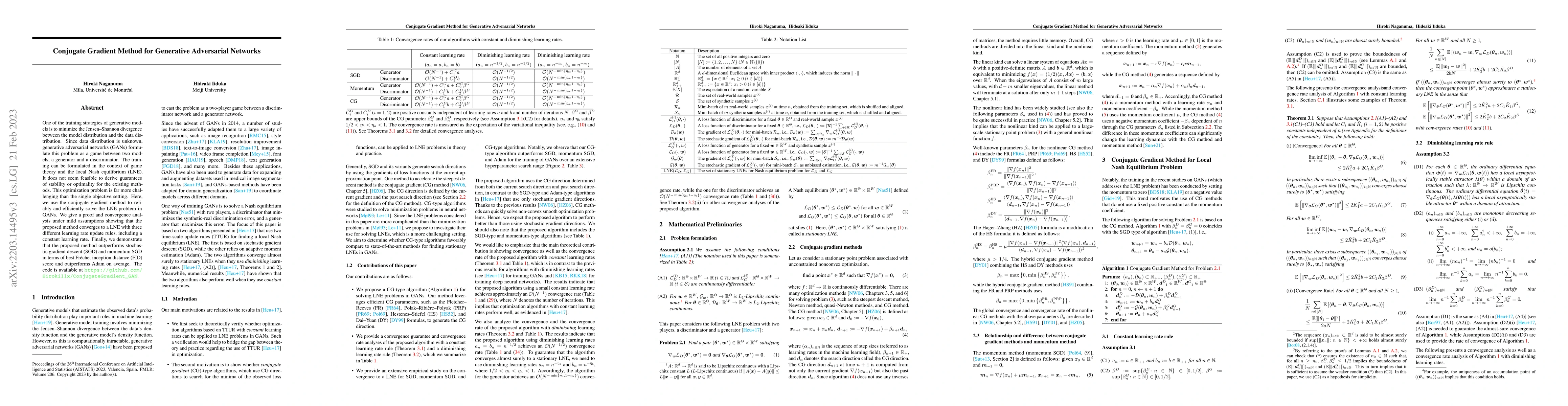 Thumbnail for Conjugate Gradient Method for Generative Adversarial Networks