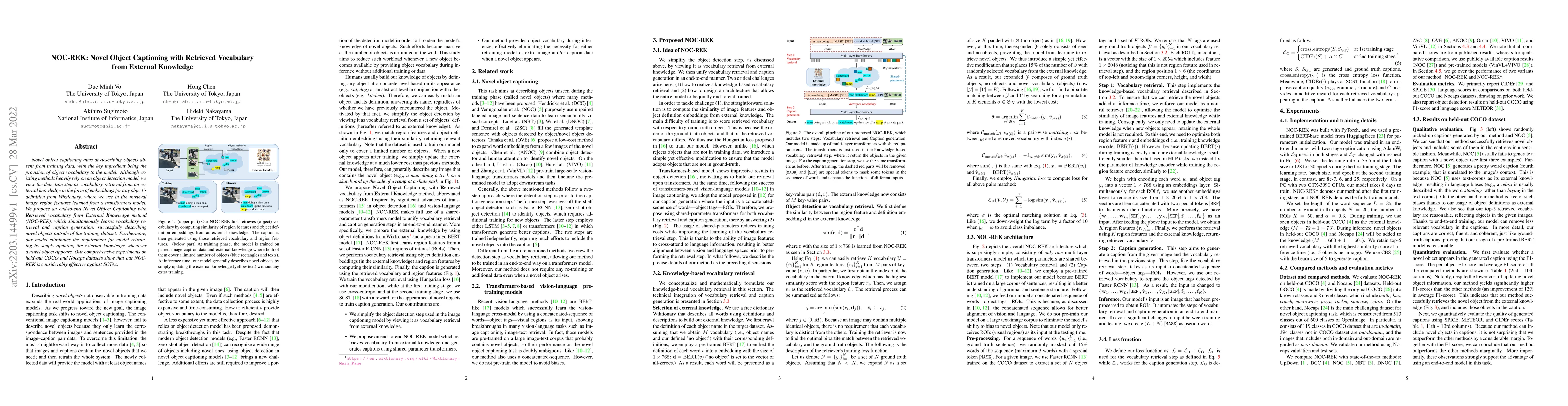 Thumbnail for NOC-REK: Novel Object Captioning with Retrieved Vocabulary from External
  Knowledge