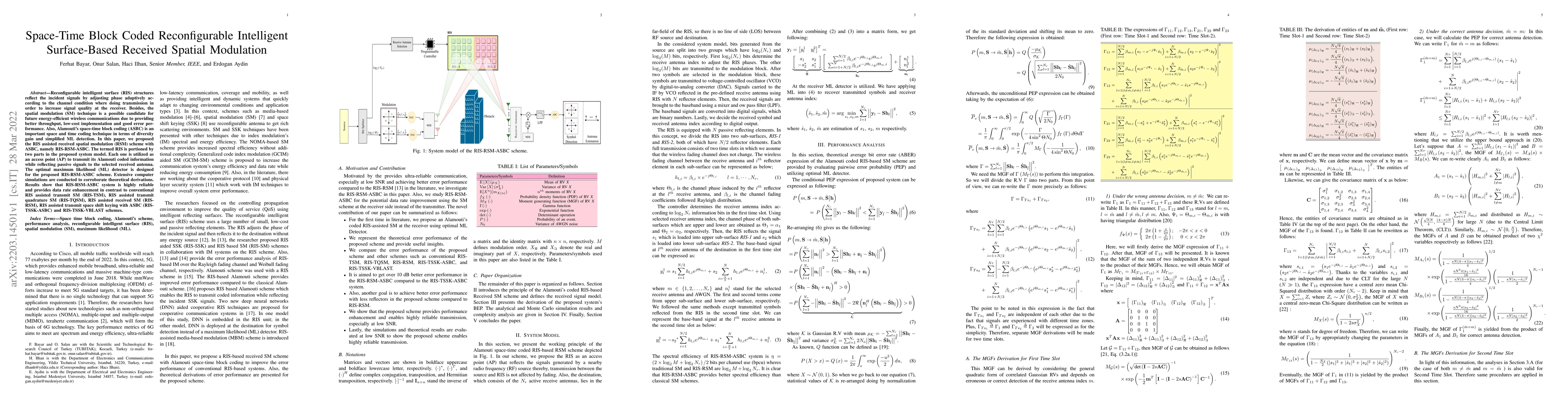 Thumbnail for Space-Time Block Coded Reconfigurable Intelligent Surface-Based Received
  Spatial Modulation