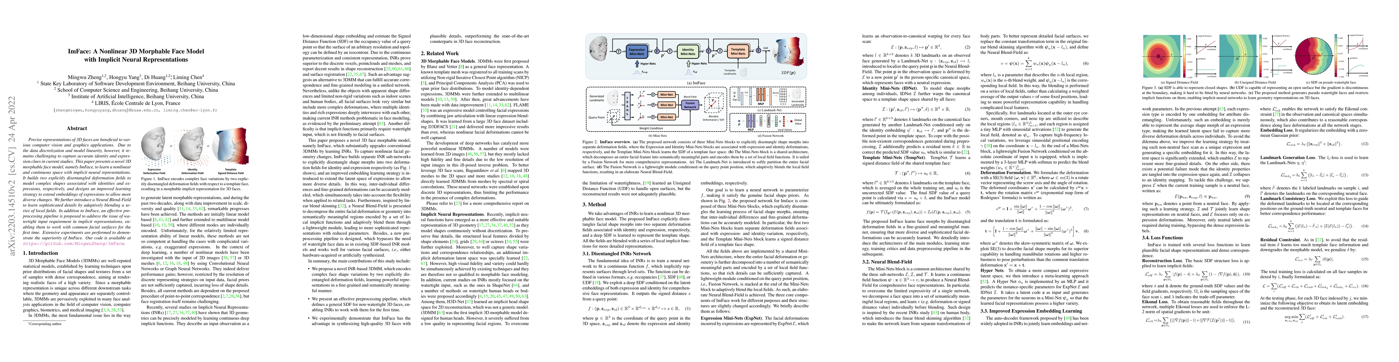 Thumbnail for ImFace: A Nonlinear 3D Morphable Face Model with Implicit Neural
  Representations