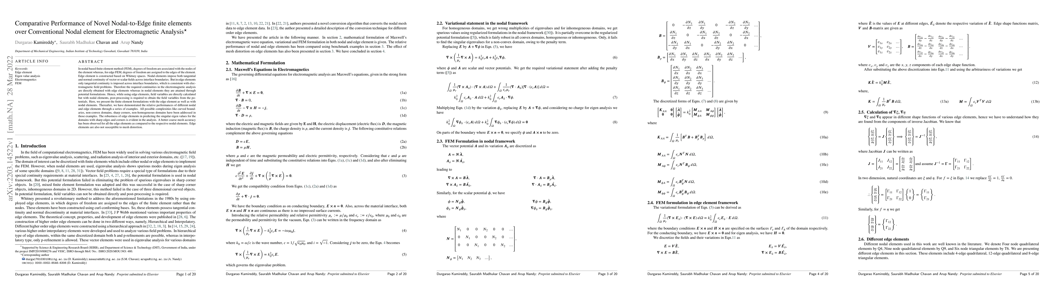 Thumbnail for Comparative Performance of Novel Nodal-to-Edge finite elements over
  Conventional Nodal element for Electromagnetic Analysis