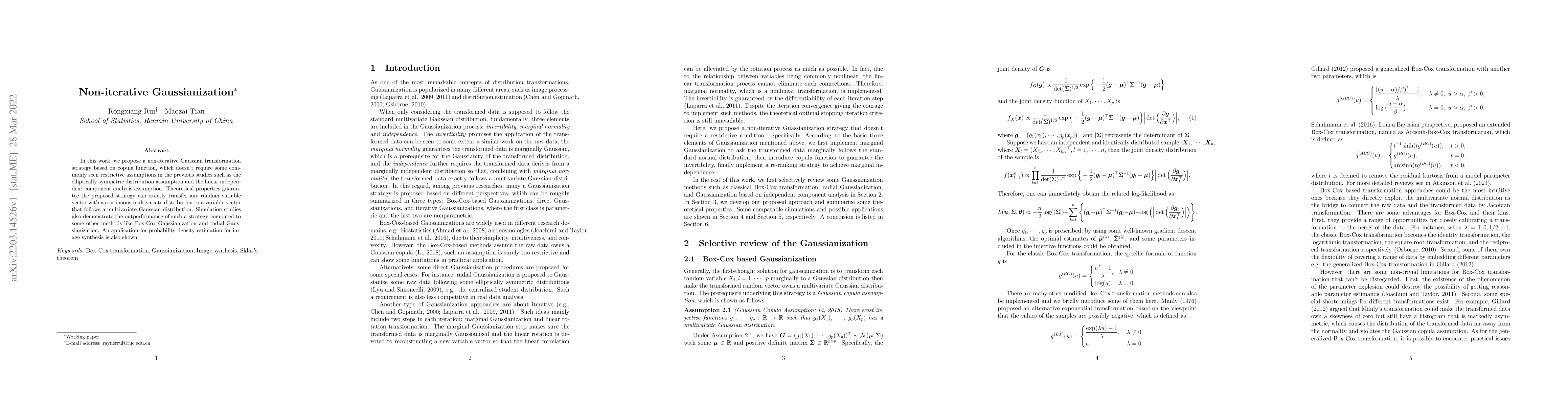 Thumbnail for Non-iterative Gaussianization