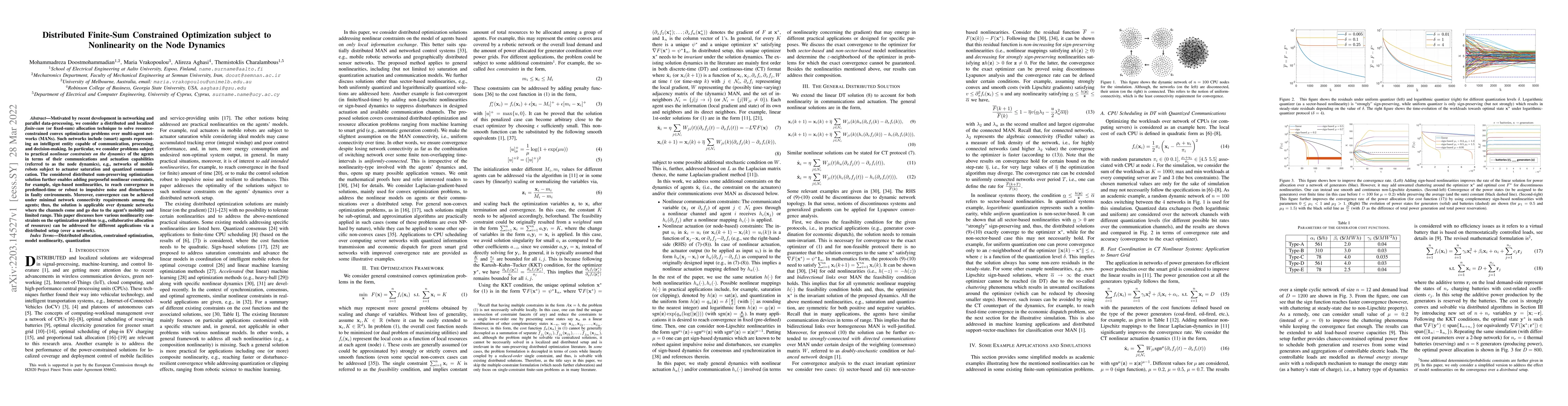 Thumbnail for Distributed Finite-Sum Constrained Optimization subject to Nonlinearity
  on the Node Dynamics