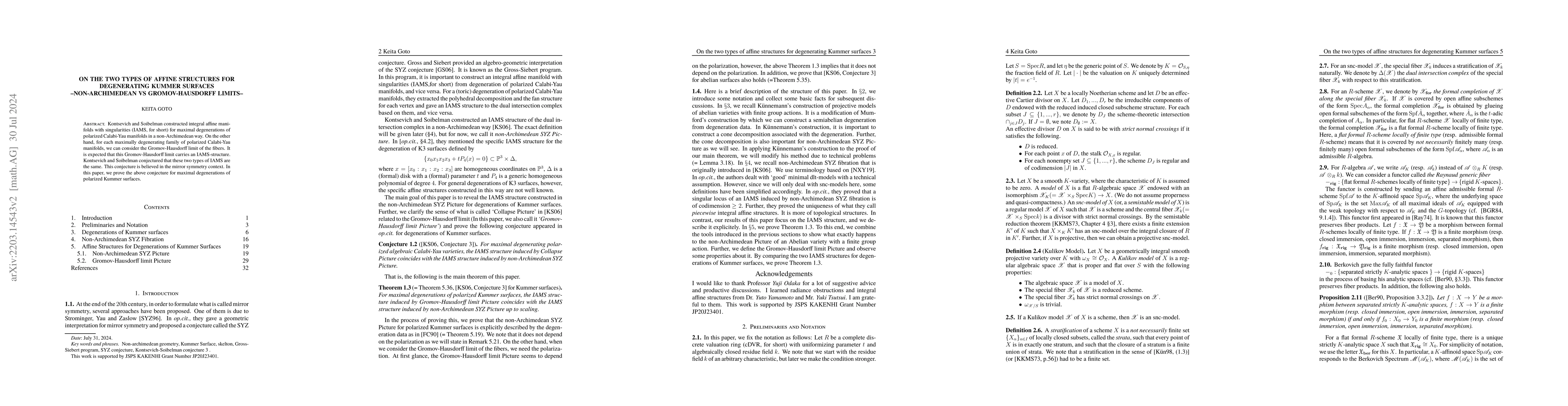 Thumbnail for On The Two Types Of Affine Structures For Degenerating Kummer Surfaces
  -Non-Archimedean VS Gromov-Hausdorff Limits-