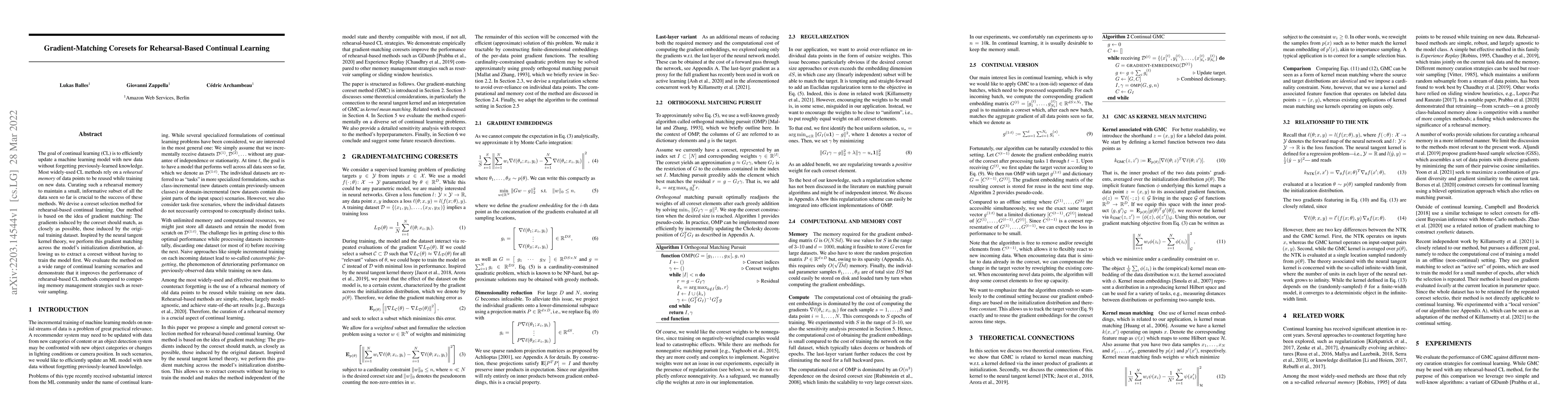 Thumbnail for Gradient-Matching Coresets for Rehearsal-Based Continual Learning